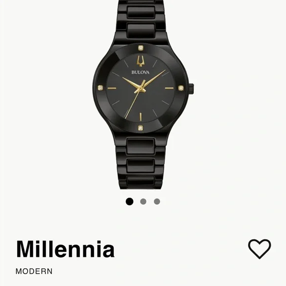 New Bulova 98R293 lady black ceramic case with four diamonds Bulova Modern Millennia Stainless Steel Watch - 98R293 main image 4